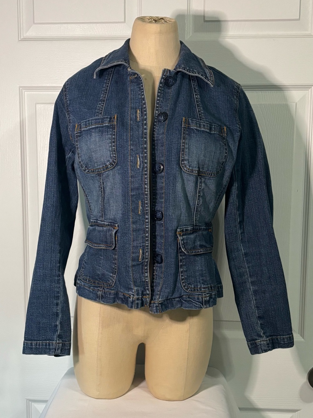 St. John's Bay Dark Blue Denim Button-Front Jacket Medium